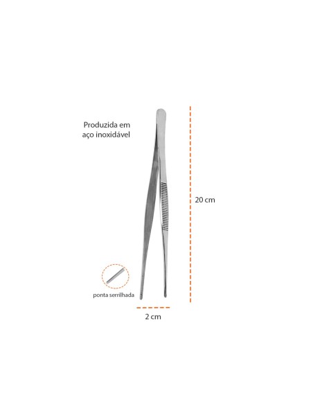 Pinça Culinaria Profissional Empratamento Pegador Inox 20cm
