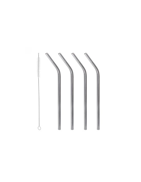 Canudo de Inox Curvo Reutilizavel Escovinha Limpeza Jogo 5un