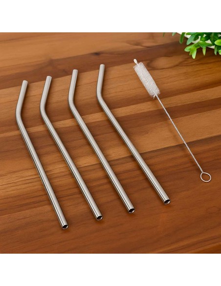 Canudo de Inox Curvo Reutilizavel Escovinha Limpeza Jogo 5un