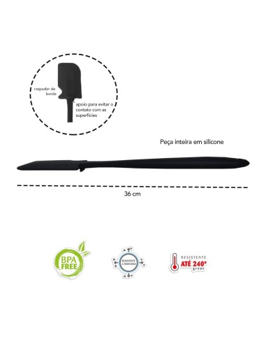 Espatula Grande Profissional Silicone Preto...