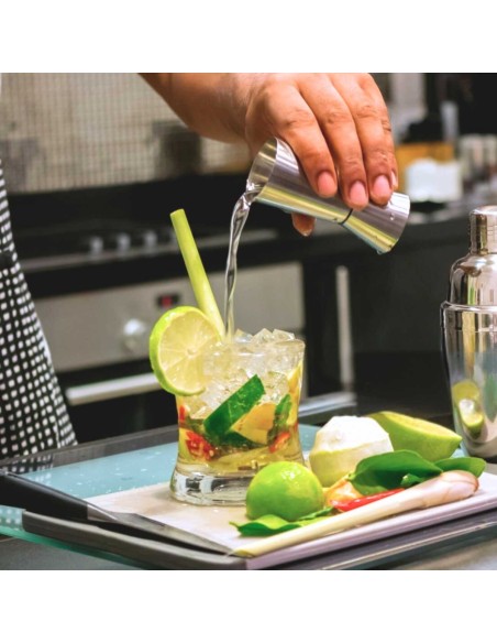 Dosador Duplo Copo de Inox Doses Drinks 50ml e 25ml