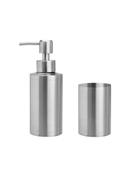 Porta Sabonete Liquido e Escova Jogo Banheiro Aço Inox