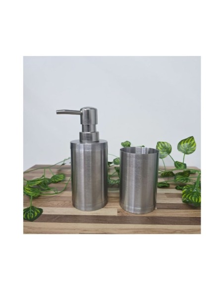 Porta Sabonete Liquido e Escova Jogo Banheiro Aço Inox