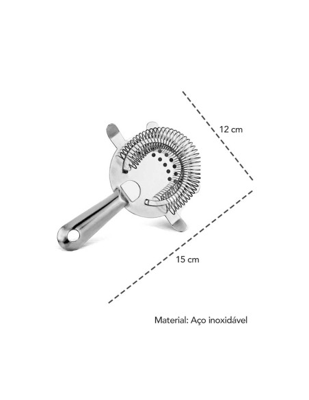 Coador Strainer Inox 4 Apoios Coqueteleira Bartender Drinks