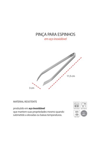 Pinça Culinaria Aço Inox Remover Limpar...