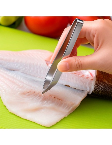 Pinça Culinaria Aço Inox Remover Limpar Espinhos Peixe