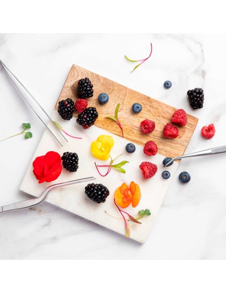 Pinça Culinaria Curvada Ponta Reta Empratamento Inox 16,5cm