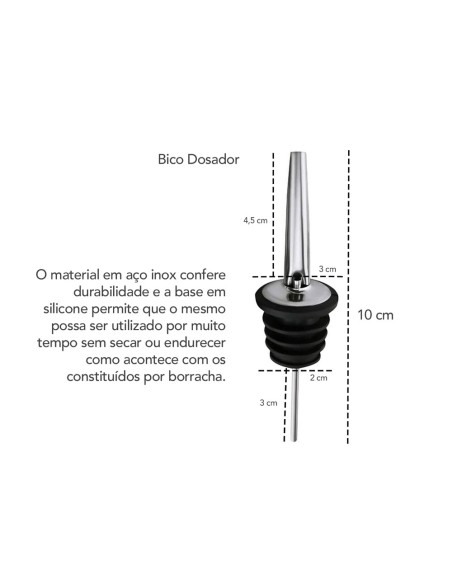 Bico Dosador de Bebidas e Garrafas Inox e Silicone 2un