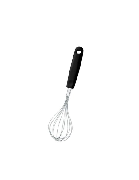Batedor de Clara Manual Fouet Fios Inox Cabo Preto 28cm