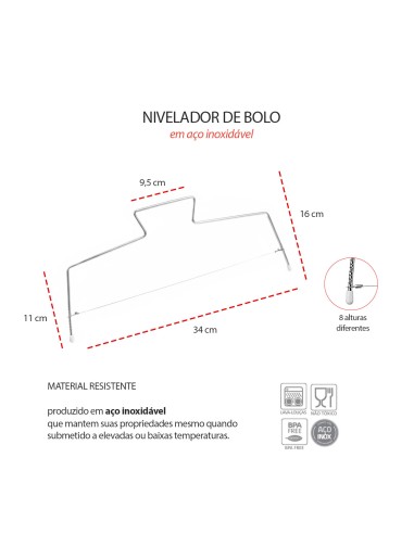 Cortador de Bolo Inox e Nivelador Fio Ajustavel...