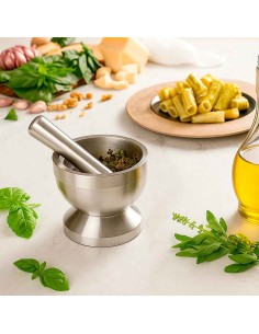 Pilao com Macerador Socador Aço Inox Temperos Alho Ervas 2