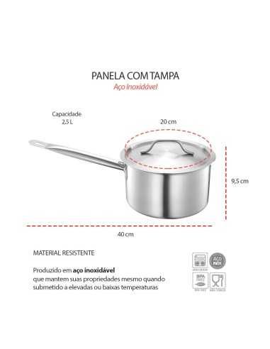 Panela com Tampa Cabo Aço Inox Fundo Triplo...