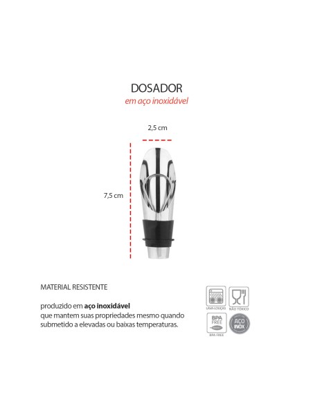 Dosador e Tampa de Bebidas e Garrafas Bico Inox Bar 2un