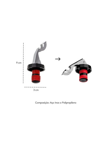 Tampa para Garrafa Alavanca Inox Vermelho 2un