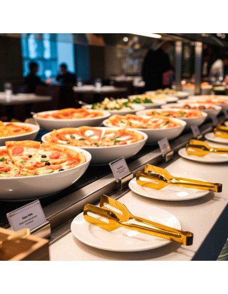 Espatula Dupla Dourada Aço Inox Utensilio Servir Buffet