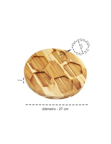 Petisqueira Redonda Tabua Madeira Teca