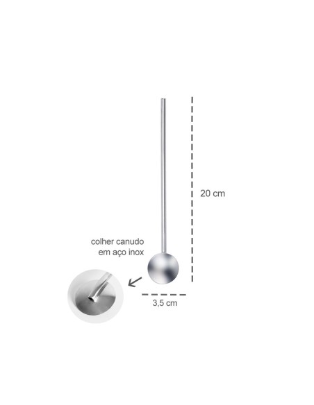 Colher Canudo em Aço Inox para Drinks Sucos Bartender 20cm