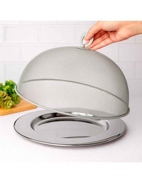Tela Protetora Alimentos Cinza Protetor Bolo Prato Mesa 24cm