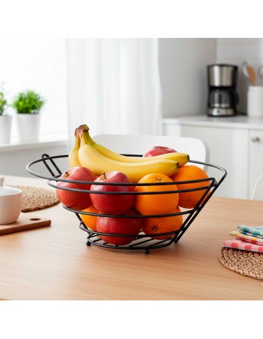 Fruteira Preta Cesta Suporte Travessa Cesto