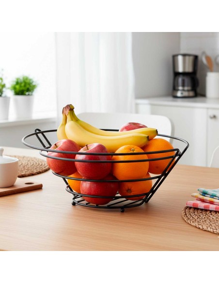 Fruteira Preta Cesta Suporte Travessa Cesto