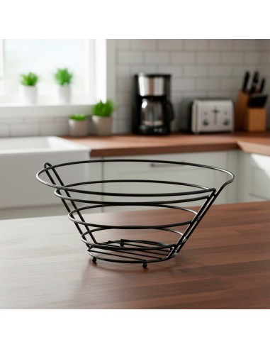 Fruteira Preta Cesta Suporte Travessa Cesto