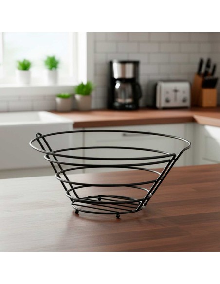 Fruteira Preta Cesta Suporte Travessa Cesto