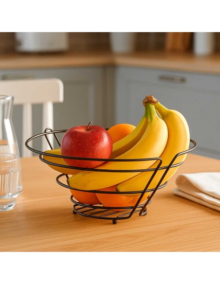 Fruteira Preta Cesta Suporte Travessa Cesto