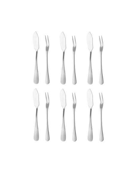 Faca e Garfo para Frutos do Mar Marisco Petiscos Inox 12un