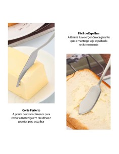Faca Manteiga Espatula e Garfo para Petiscos Fruta Inox 12un 2