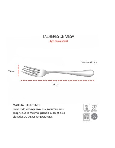 Garfo e Faca de Mesa Talheres Aço Inox Buffet...