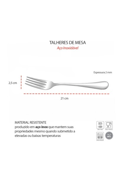Garfo e Faca de Mesa Talheres Aço Inox Buffet Cozinha 12un
