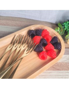 Faca Camarao Limpar e Garfo Petiscos Frutas Dourado Inox 5un 2