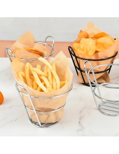 Cestinha Inox Redondo Fritas Servir Bar...