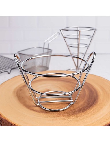 Cestinha Inox Redondo Fritas Servir Bar...