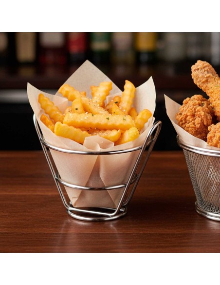 Cestinha Inox Redondo Fritas Servir Bar Restaurante 10un