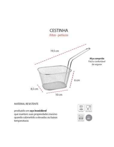 Cestinha Inox Fritas Servir Porçoes Bar...