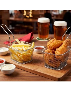 Cestinha Inox Fritas Servir Porçoes Bar Restaurante 10un 2