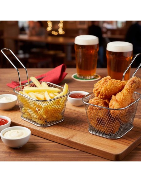Cestinha Inox Fritas Servir Porçoes Bar Restaurante 10un