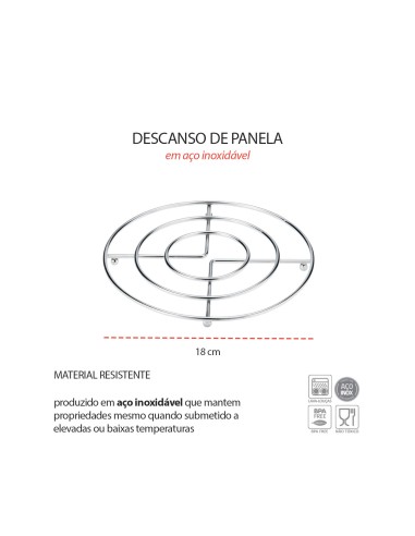 Descanso de Panela Suporte Redondo Metal Apoio...