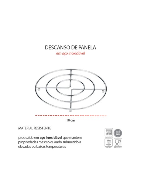 Descanso de Panela Suporte Redondo Metal Apoio Mesa