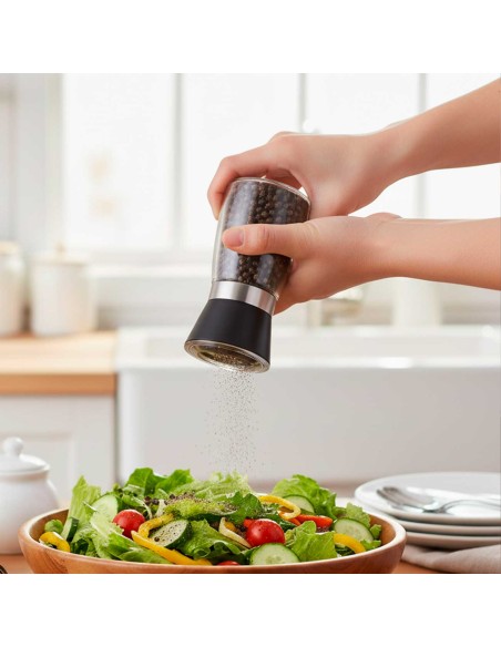 Moedor de Sal e Pimenta Vidro e Moinho em Ceramica Preto