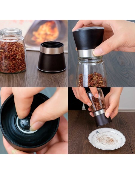 Moedor de Sal e Pimenta Vidro e Moinho em Ceramica Preto