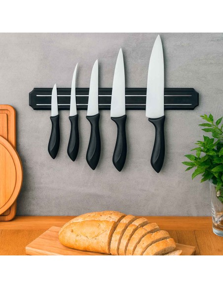 Suporte Facas Ima Barra Magnetica Preta Utensilios Cozinha