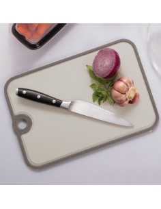 Tabua de Corte Carne Frios Antiderrapante Plastico Cinza 2