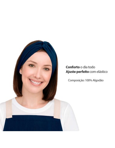 Faixa de Cabelo Turbante Bandana Azul Marinho...