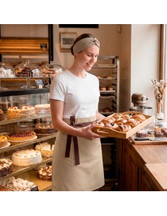 Faixa de Cabelo Turbante Bandana Bege Chef Cozinha Bar Spa 2