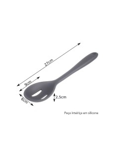 Colher de Silicone Preta Perfurada Escumadeira 1un 2