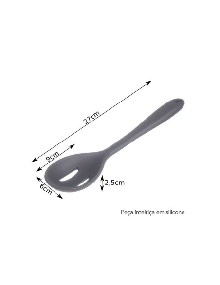 Colher de Silicone Preta Perfurada Escumadeira 1un