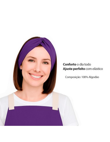Faixa de Cabelo Turbante Bandana Roxo Açai Chef...