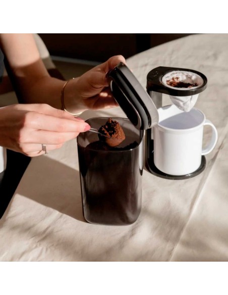 Pote Hermetico Porta Mantimentos Cafe Cinza Translucido 1L